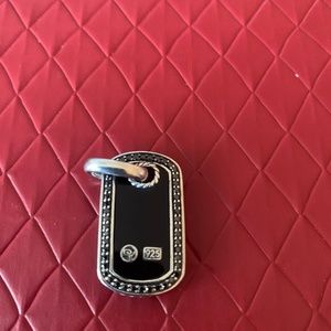 David Yurman authentic dog tag pendant in black onyx w/black diamond border